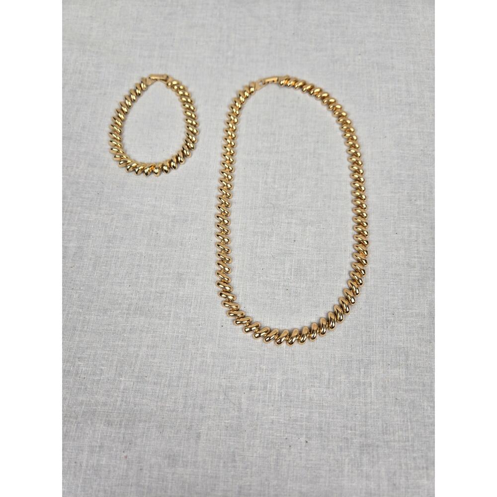 Vintage Necklace & Bracelet Set Gold Tone